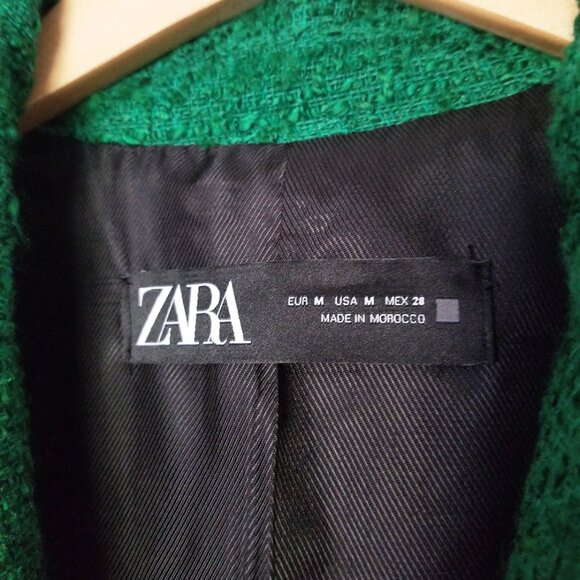 Zara Tweed Textured Long Structured Blazer in Kelly Green M Classic Preppy $149 - Picture 10 of 16